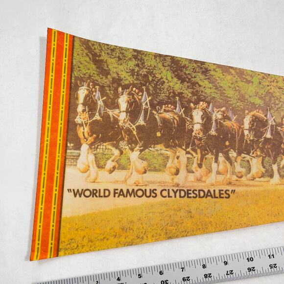 Busch Gardens VINTAGE Felt Pennant Large 30" x 11.5" Williamsburg Clydesdales - Picture 2 of 9